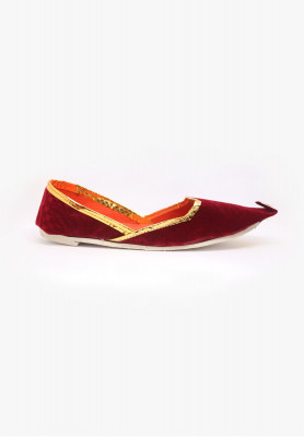 Maroon velvet plain wedding nagra