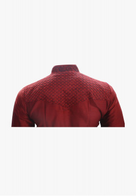 Maroon-velvet katan panjabi