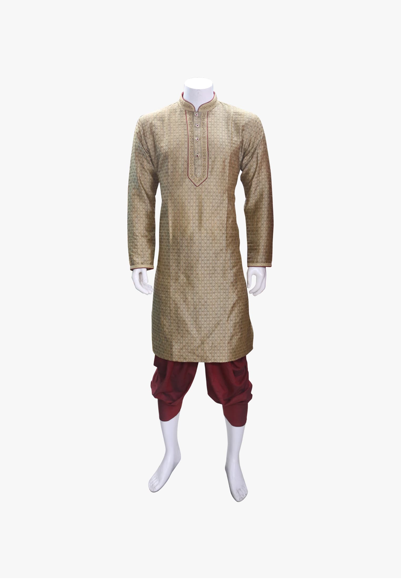 Deep golden katan party panjabi