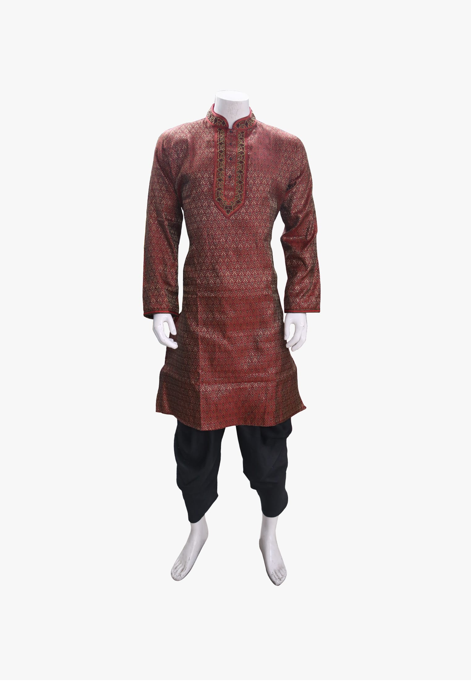 Maroon katan-stone-karchupi party panjabi