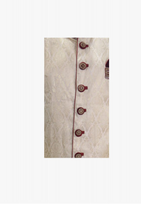 Deep golden stone karchupi wedding sherwani