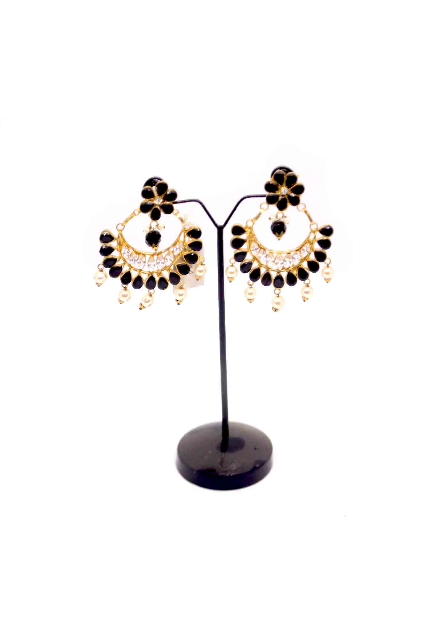 Gold plate stone-puti ear ring