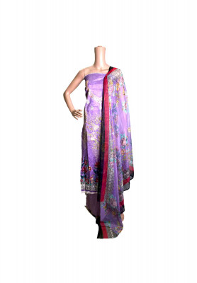 Purple print embroidery party three piece