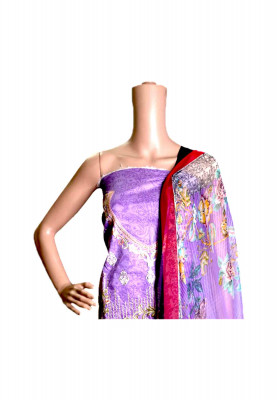 Purple print embroidery party three piece