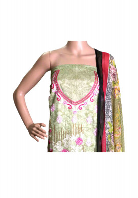 Live olive pakistani lawn three piece