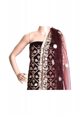 Dark maroon velvet party three piece