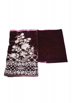 Dark maroon velvet party three piece
