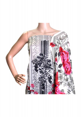 Black and white print embroidery three piece