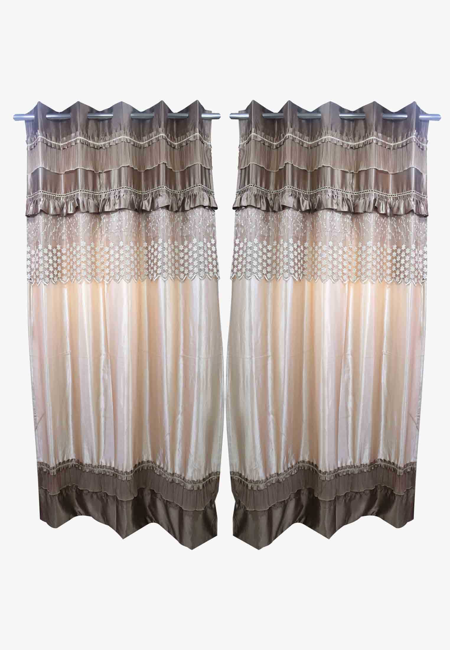 Golden satin embroidery regular curtain