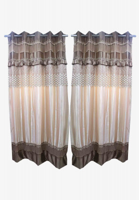 Golden satin embroidery regular curtain