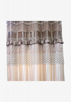Golden satin embroidery regular curtain