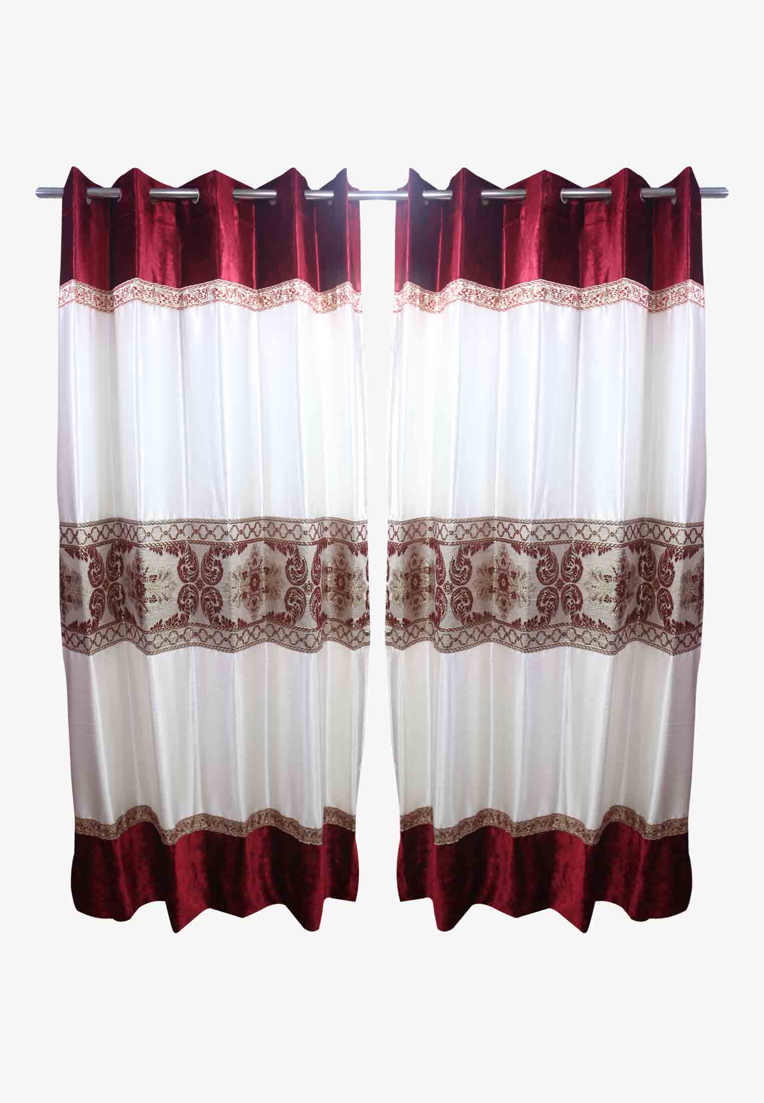 Off white-purple embroidery regular curtain