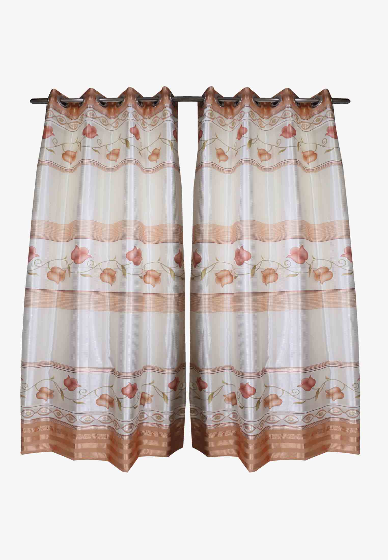 Off white satin digital print curtain