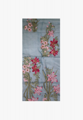 Dark firoza cambric cotton three piece
