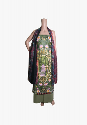 Bottle green pakistani three piece