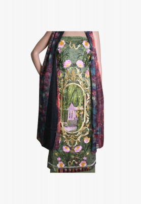Bottle green pakistani three piece