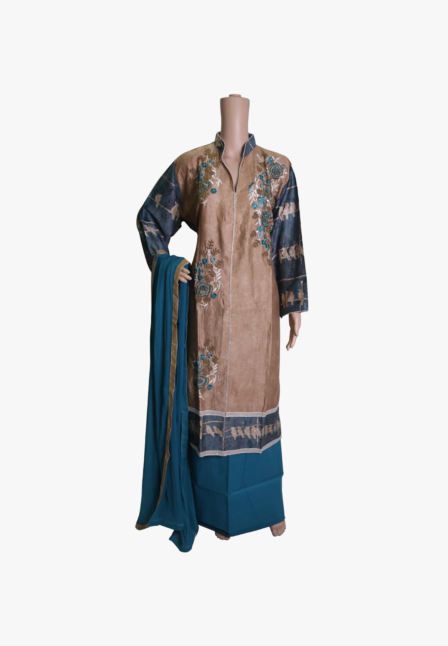 Cambric cotton embroidery party three piece