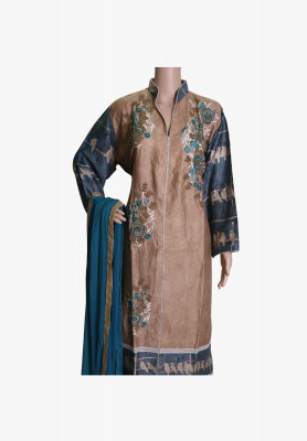 Cambric cotton embroidery party three piece
