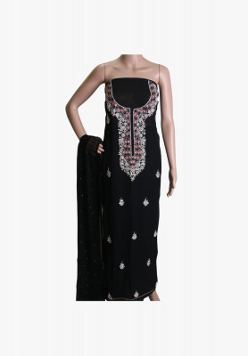 Black pure georgette stone four piece