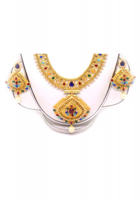 Gold plate multi color wedding sita set