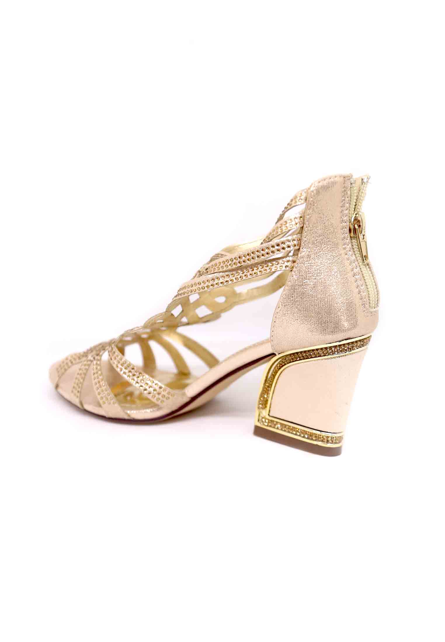 Golden stone stripe wedding semi heel