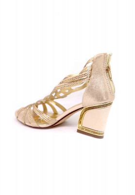 Golden stone stripe wedding semi heel