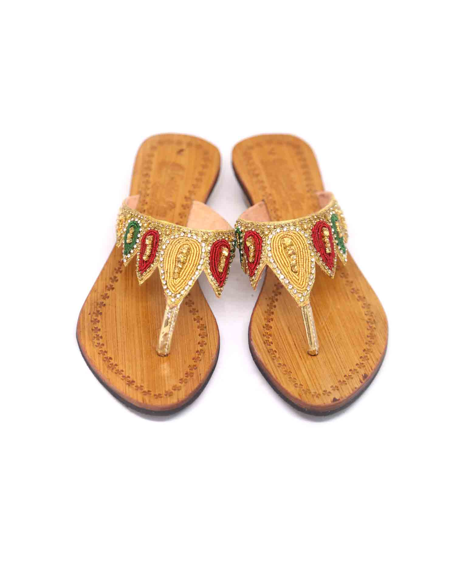Golden wood karchupi leather half heel