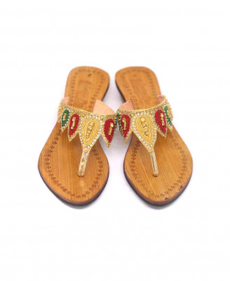 Golden wood karchupi leather half heel