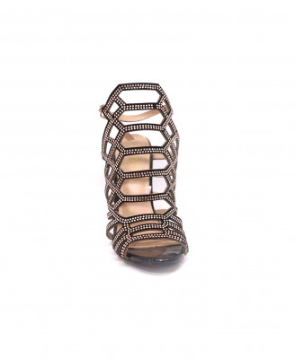 Black stripe stone party pencil heel