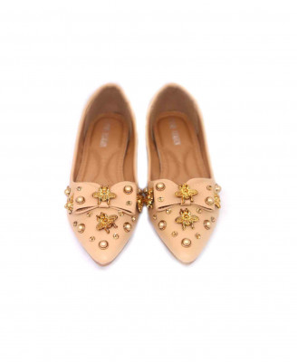 Golden butterfly stone pearl party heel