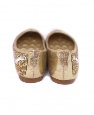 Golden leather stone party shoe