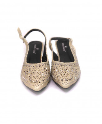 Light golden artificial leather pencil heel