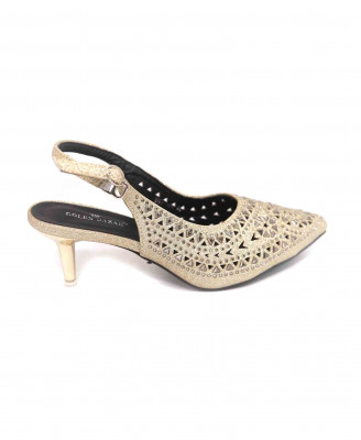 Light golden artificial leather pencil heel