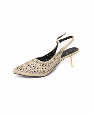 Light golden artificial leather pencil heel