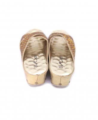 Antic artificial leather golden stone box heel