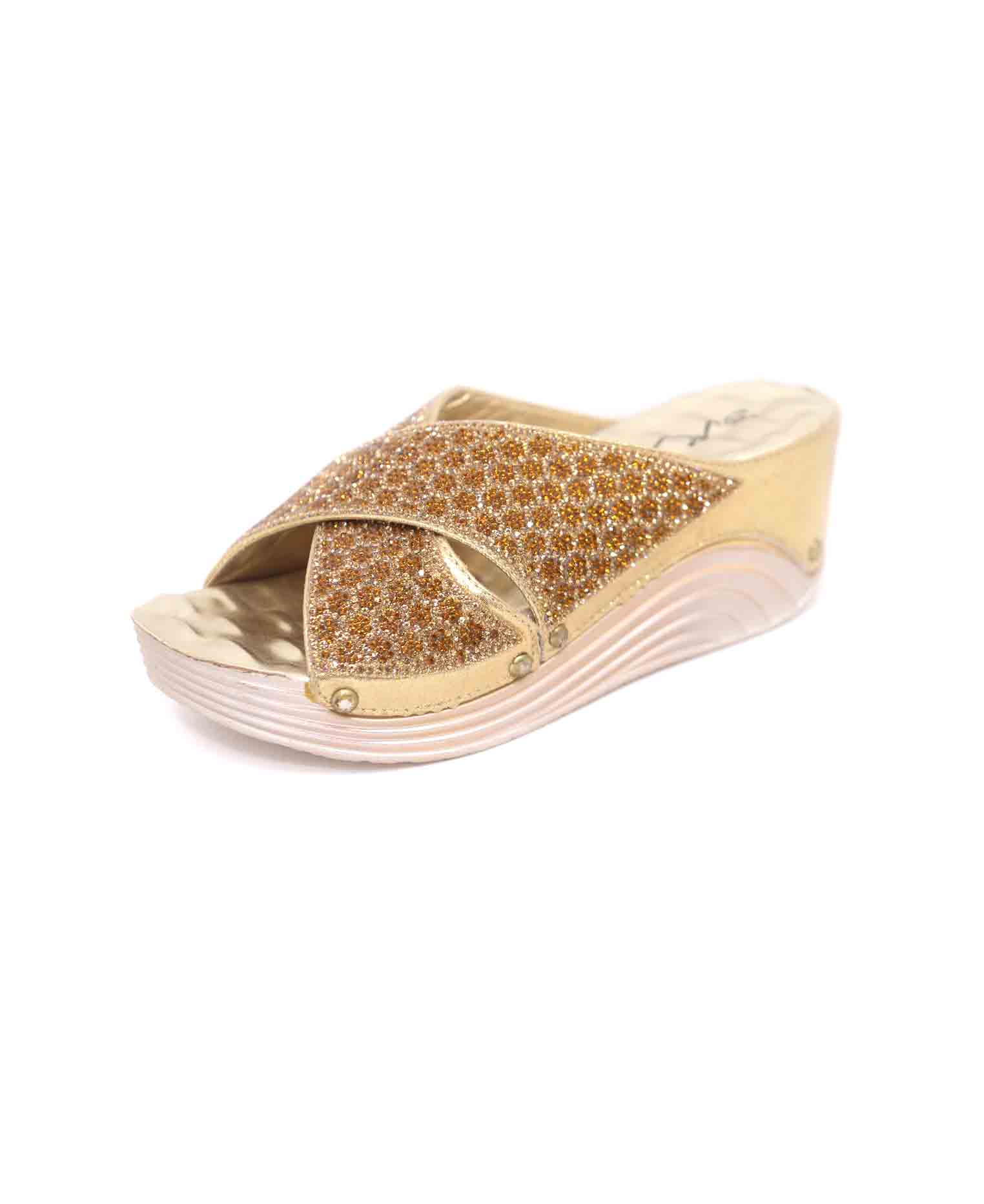 Antic artificial leather golden stone box heel