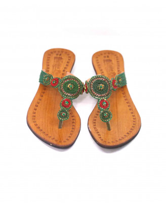 Green karchupi leather half heel