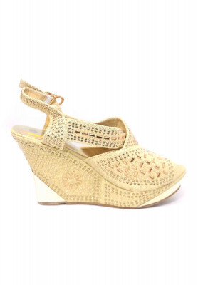 Golden pearl stone balance heel