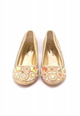 Multi color pearl stone pencil heel