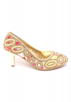Multi color pearl stone pencil heel