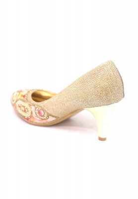 Multi color pearl stone pencil heel