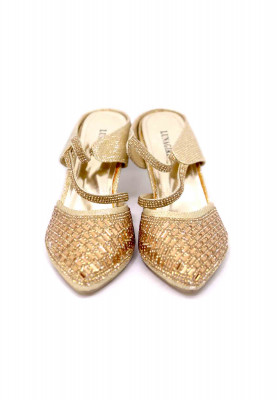 Antic-golden stone pencil heel