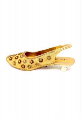 Golden-maroon stone karchupi party heel