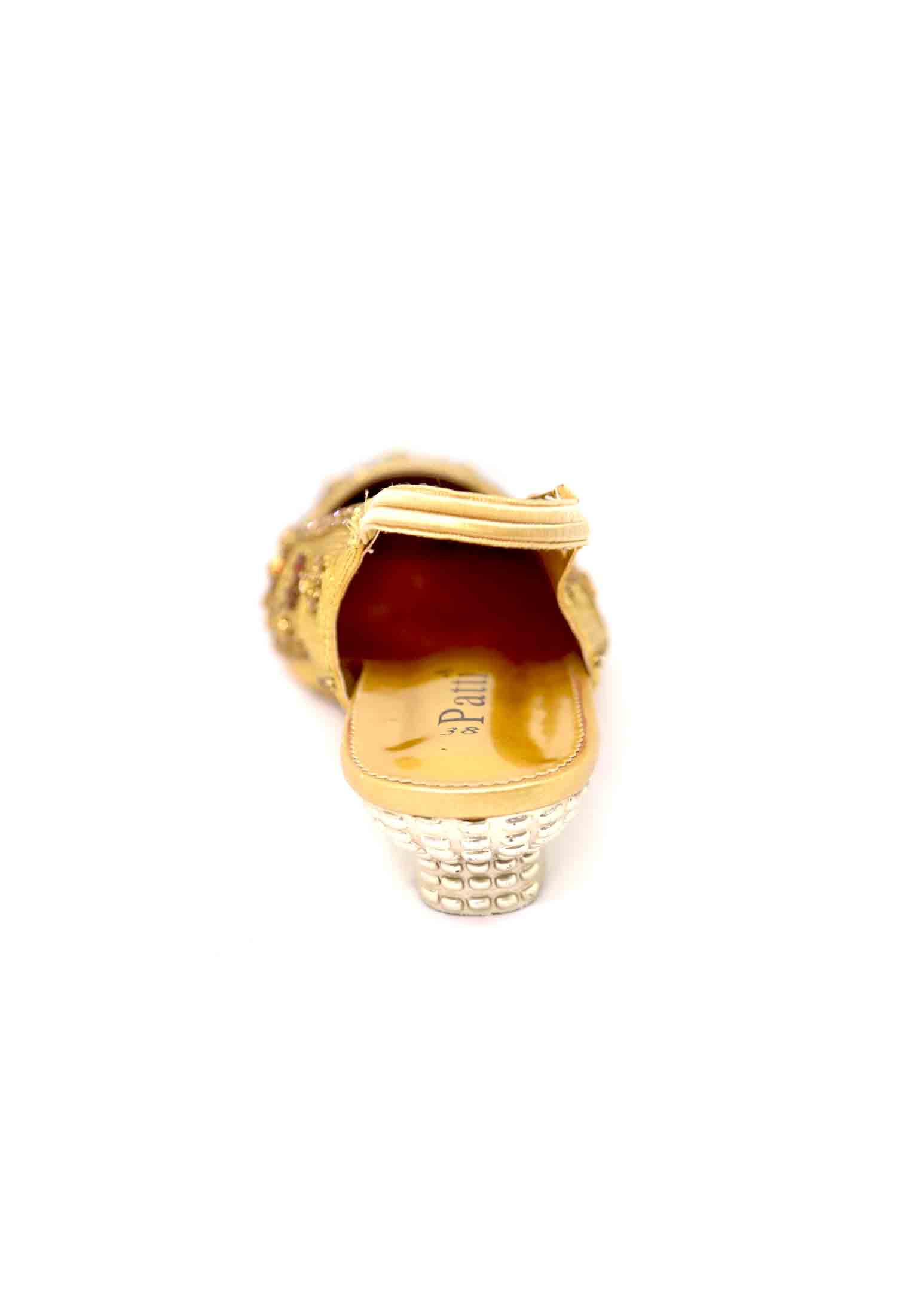 Golden-maroon stone karchupi party heel