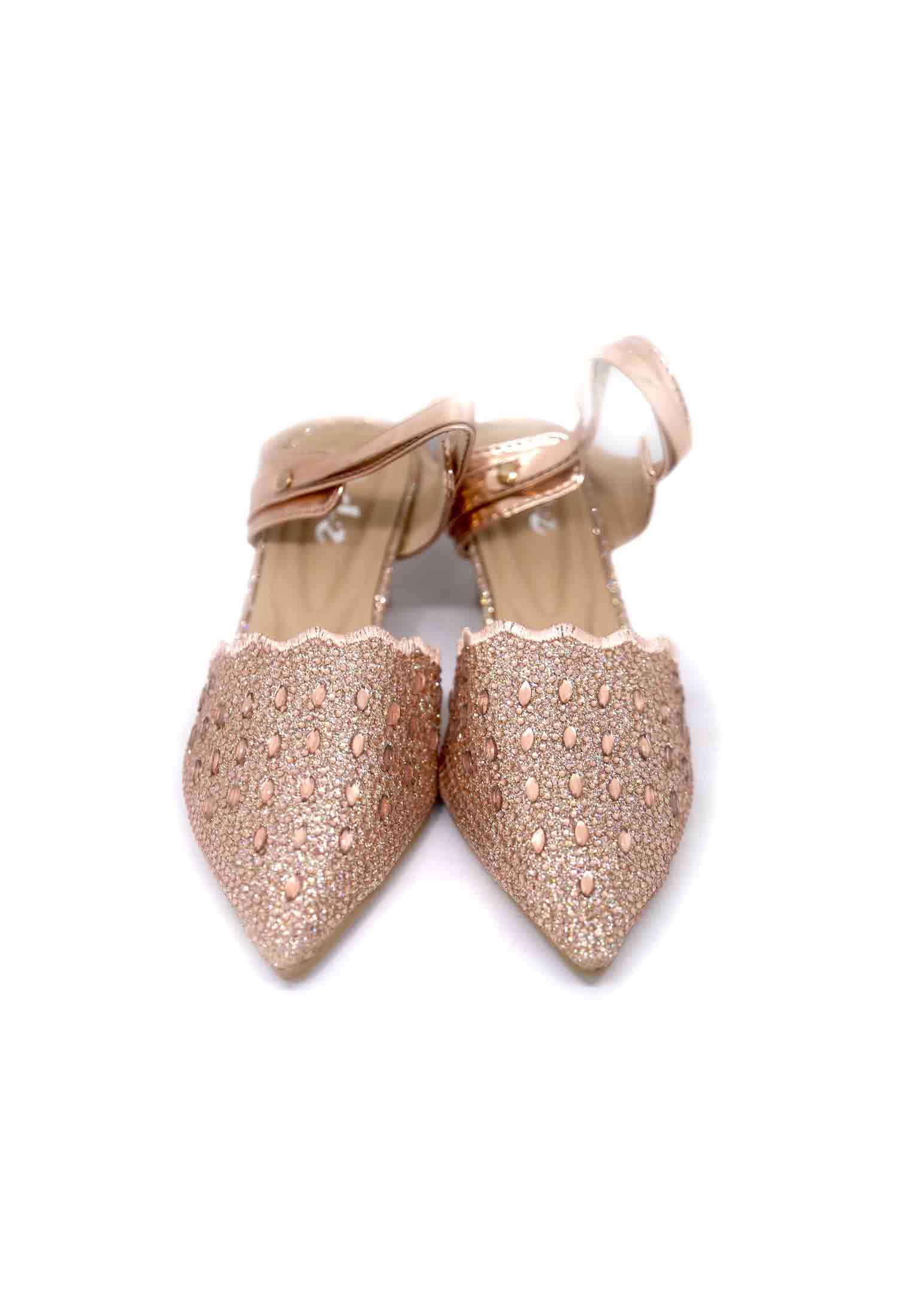 Beige artificial leather stone heel