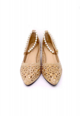 Artificial leather pearl-stone party heel