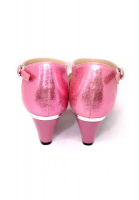 Glossy pink golden stone box heel