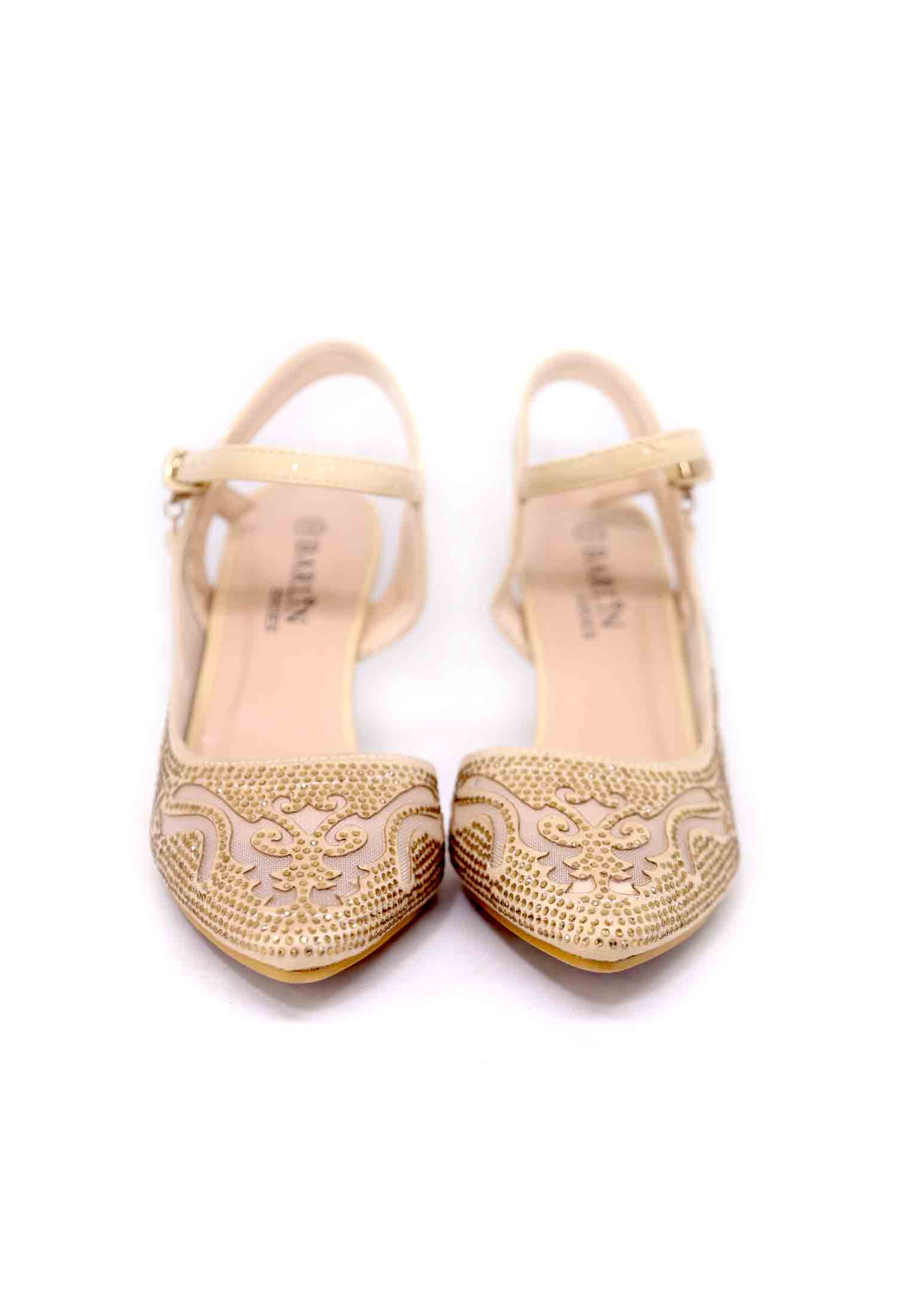Golden stone net pencil heel