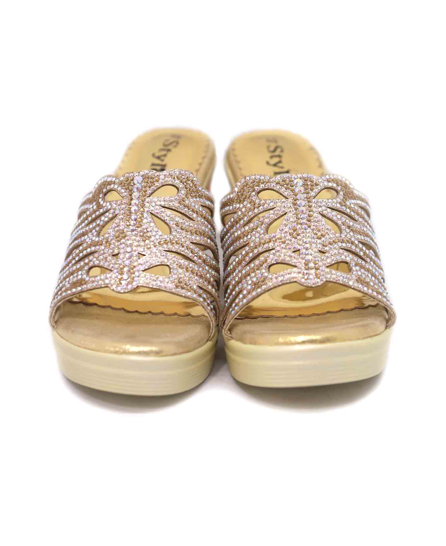 Golden punch stone party heel