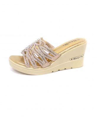 Golden punch stone party heel